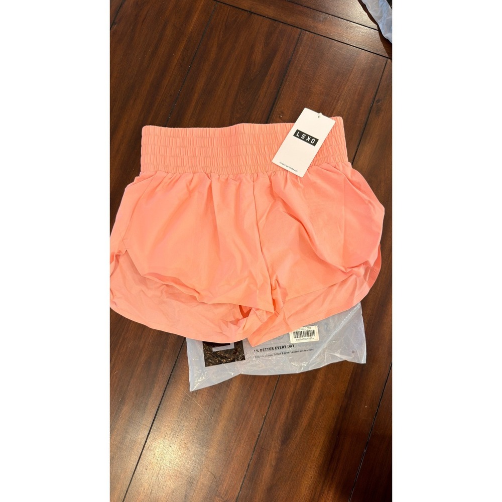 LSKD Women Power Train 2" Short Murex Shell Pink High Waist Medium NEW NWT